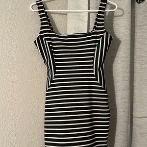Short black and white striped dress